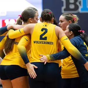 Michigan Volleyball huddle
