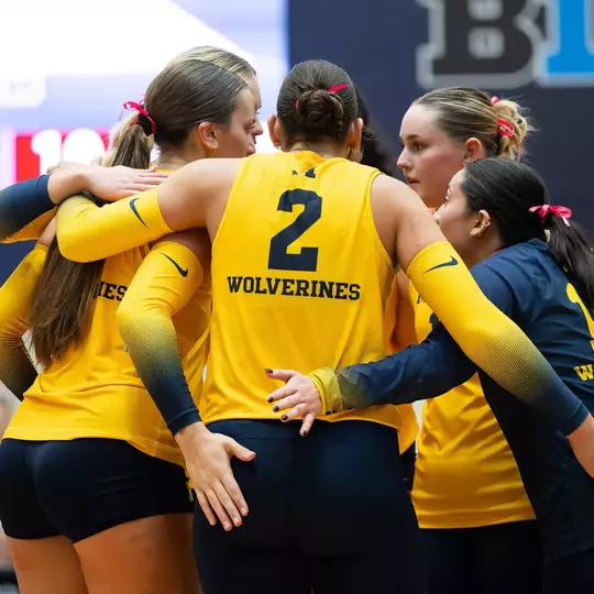 Michigan Volleyball huddle