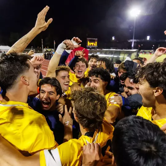 Men's soccer team celebration