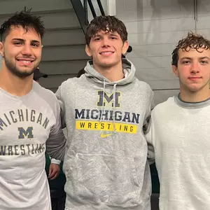 From left: Codei Khawaja, Justin Gates, Sergio Lemley (Michigan Athletics)