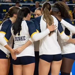 Michigan Volleyball huddle