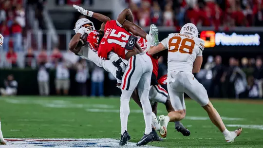 Sophomore defensive back Demello Jones during a game against Texas on Dooley Field at Sanford Stadium on Saturday, November 15, 2025 in Athens, Georgia.