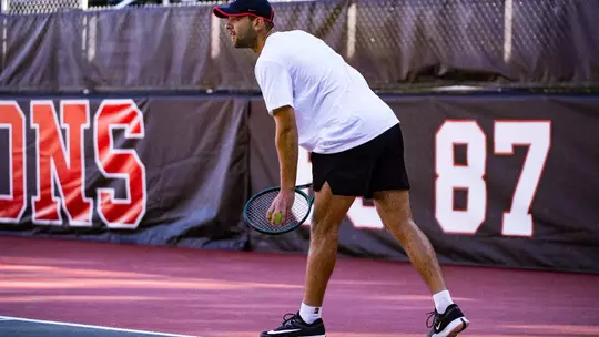 Graduate Arda Azkara during a practice at the Dan Magill Tennis Complex in Athens, Georgia on Monday, Nov. 3, 2025.