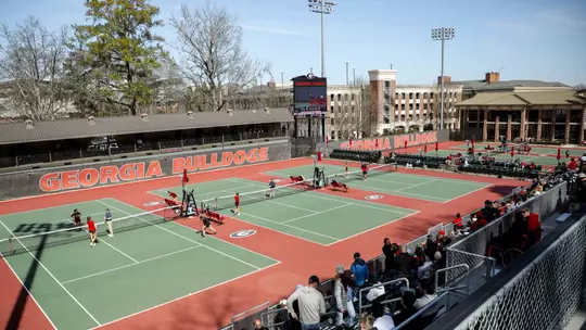 Dan Magill Tennis Complex during Georgia's match against South Carolina at the Dan Magill Tennis Complex in Athens, Ga., on Sunday, Feb. 23, 2025. (Sofia Yaker/UGAAA)