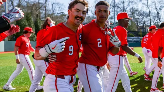 Georgia infielder Ryan Black (2), Georgia infielder Kolby Branch (9) after Georgia's game against FGCU at Foley Field in Athens, Ga., on Sunday, March 2, 2025. (Conor Dillon/UGAAA)