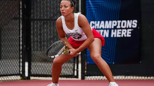 Georgia tennis player Sofia Rojas during Georgia's match against Georgia Tech in the second round of the 2025 DI Women's Tennis Championship at the Dan Magill Tennis Complex in Athens, Ga., on Saturday, May 3, 2025. (Tony Walsh/UGAAA)