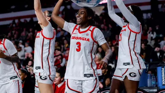 Georgia guard Dani Carnegie (3) during Georgia's game against Ole Miss at Stegeman Coliseum in Athens, Ga., on Sunday, Jan. 18, 2026. (Conor Dillon/UGAAA)