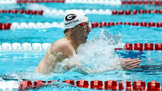 Georgia swimmer Cale Martter during Georgia's meet against Tennessee in Bauerle Pool at Gabrielsen Natatorium inside the Ramsey Student Center in Athens, Ga., on Friday, Jan. 23, 2026. (Sofia Yaker/UGAAA)