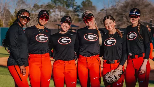 Georgia softball players during a practice.
