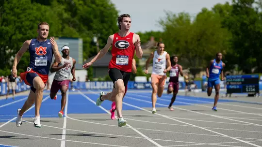 Georgia sprinter Will Floyd during the 2025 SEC Outdoor Track & Field Championships at the UK Outdoor Track & Field Facility in Lexington, Ky., on Friday, May 16, 2025. (Tony Walsh/UGAAA)