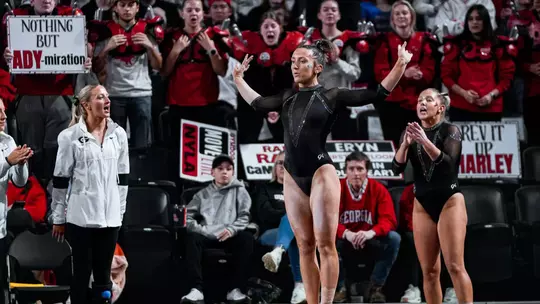 Georgia gymnast Ady Wahl during Georgia's meet against Auburn at Stegeman Coliseum in Athens, Ga., on Sunday, Feb. 1, 2026. (Tony Walsh/UGAAA)