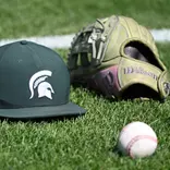 Baseball Spartan head hat, glove and baseball