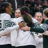 Volleyball huddle vs. Iowa 2026