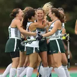 Mora Cavazza celebrates after scoring a goal against Longwood