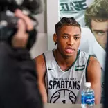 Jeremy Fears Jr. during MSU's on-campus media day in 2026.