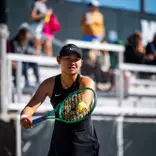 Mengquio Lu action shot during the Spartan Invite at Spartan Tennis, MSU Athletics' new outdoor courts and center.