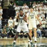 Jeremy Fears during an exhibition game against Incarnate Word.
