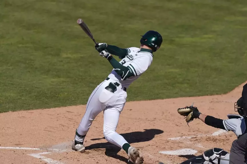 Freshman infielder CJ Deckinga swing action