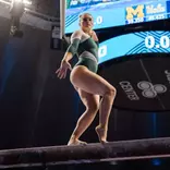 Kendall Abney competes on beam at the 2026 Big Ten Championships