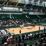 Volleyball court at Jenison Field House during the 2025 Kathy DeBoer Invitational