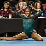 Nikki Smith finishes a floor routine at the NCAA Regional Final