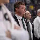 Adam Nightingale on the bench during the Duel in the D game at Little Caesars Arena in 2026