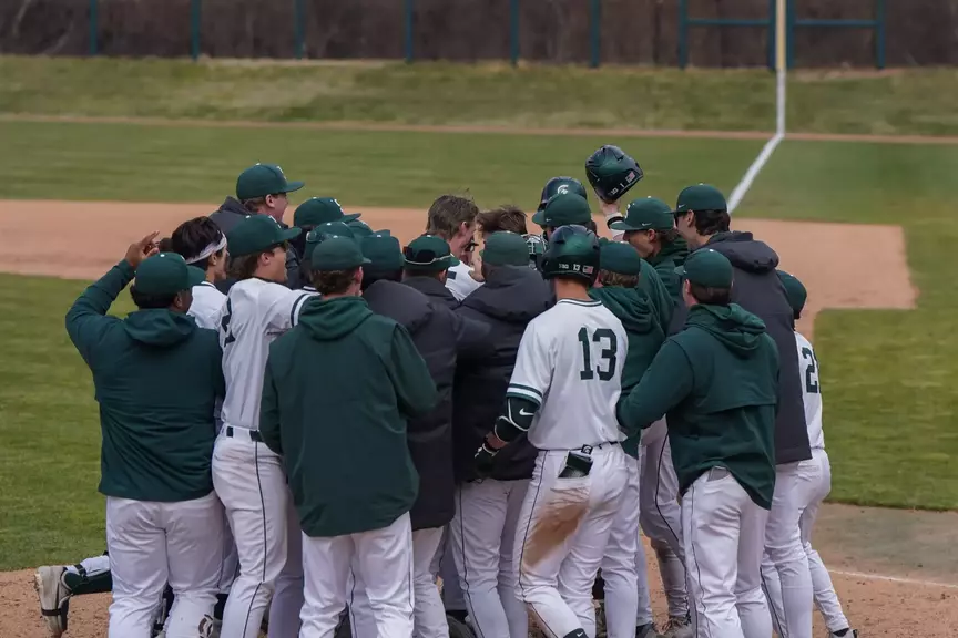 MSU baseball team celebrates at home plate
