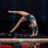 Cady Duplissis competes on beam at the Big Ten Gymnastics Championships