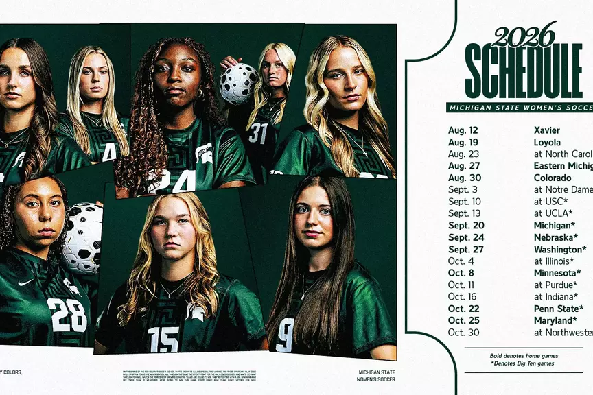 2026 MSU Women's Soccer Schedule graphic