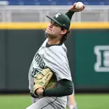 Aidan Donovan fires a pitch vs. Purdue in the first round of the Big Ten Tournament