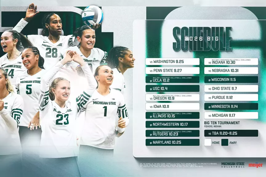 Schedule graphic for 2026 volleyball Big Ten matches
