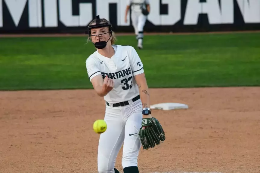 Carsyn Cassady delivers a pitch at Secchia Stadium