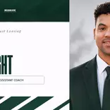 Graphic for hiring of Alex Wright, assistant gymnastics coach