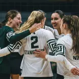VB vs. Eastern Michigan 2026 huddle
