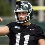 Alessio Milivojevic commands the offense at Michigan State's first practice of preseason camp on Thursday, Aug. 6.