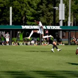 Innocent Ngabo jumps during an exhibition.