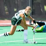 Lilian Knorr inserts a penalty corner for Michigan State field hockey at Ralph Young Field