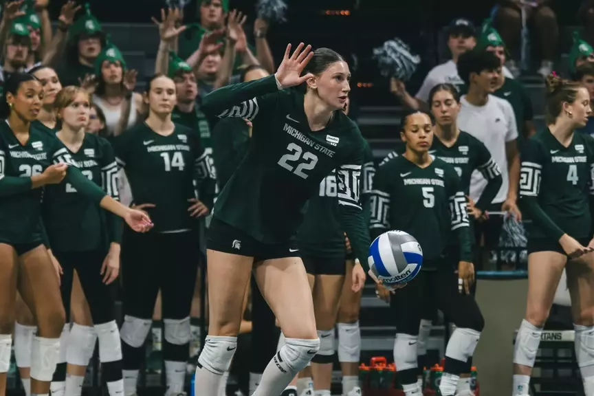 Carmen Waye serves against Miami 2026
