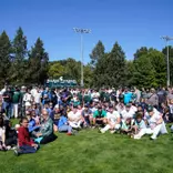 Michigan State Baseball and Softball hosting the 2026 Beautiful Lives project group photo with nearly 100 participants at the event at MSU's Jeff Ishbia Field at McLane Stadium on September 24, 2026.