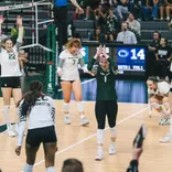 Volleyball celebration vs. Penn State