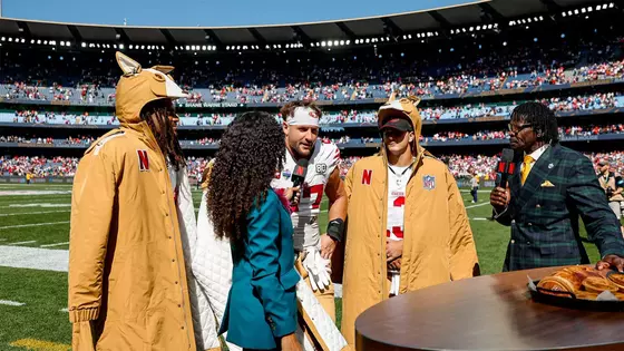 Brock Purdy wearing a Kangaroo Coat in Melbourne (2026)