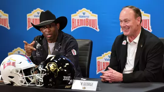Coach Prime and Rick George Alamo Bowl presser