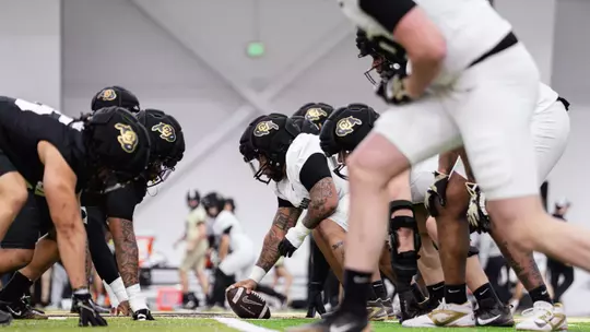 OL at first day of Spring practice