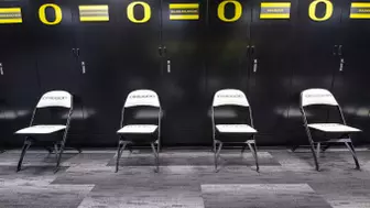 The Oregon Ducks MenĂ¢??s Tennis locker room at Mac Court and the Student Tennis Center in Eugene, Oregon on February 02, 2022 (Isaac Wasserman/ Eric Evans Photography)