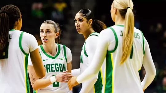 Oregon takes on Western Oregon in an exhibition at Matthew Knight Arena on Oct. 30, 2025.