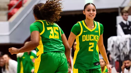 The Oregon women's basketball team takes on Washington State at Beasley Coliseum in Pullman, Wash., on Nov. 19, 2025.