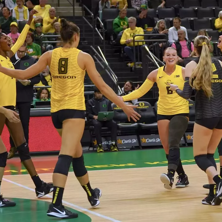 Team celebration vs Penn State (Oct. 18)