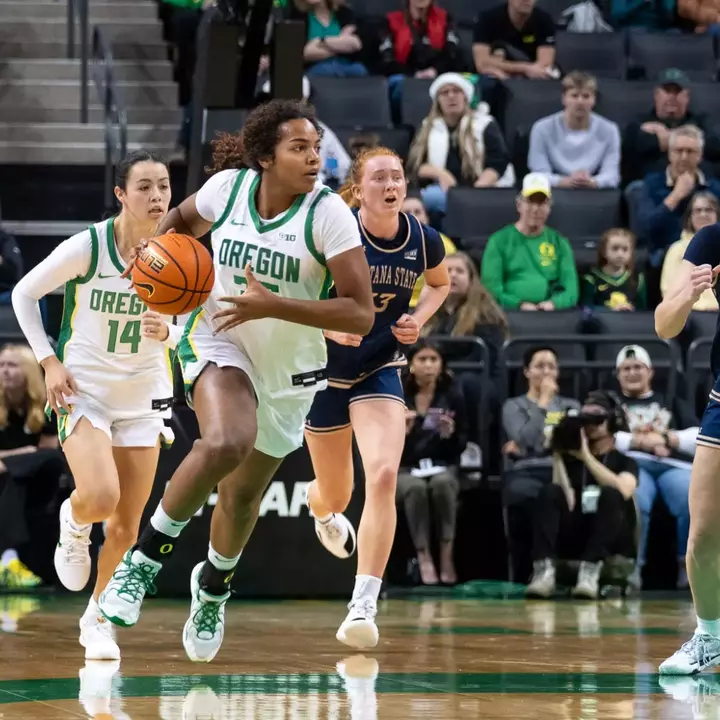 The Oregon women's basketball team takes on Montana State at Matthew Knight Arena on Dec. 14, 2025.