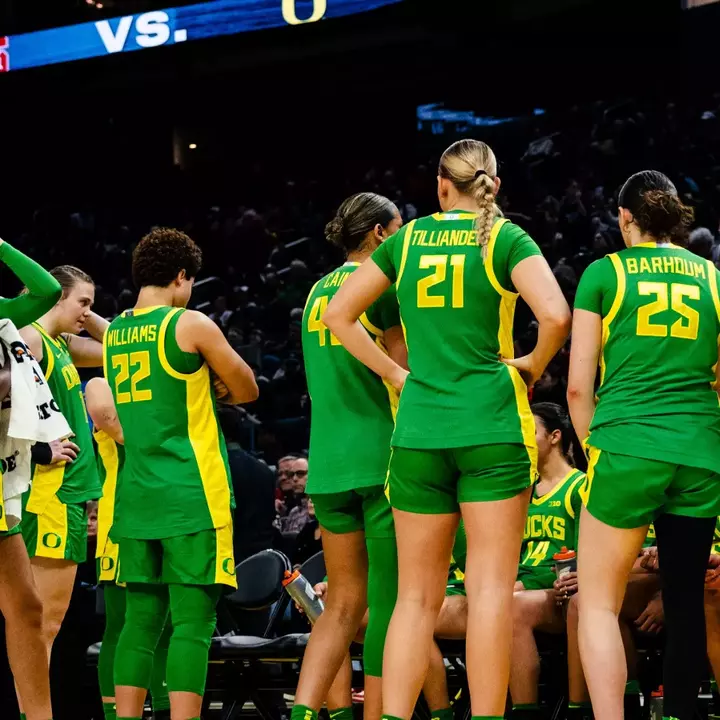 The Oregon women's basketball team takes on Stanford at Chase Center in San Francisco on Dec. 21, 2025.