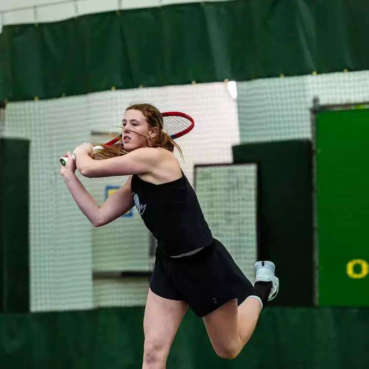 The Oregon women's tennis team takes on New Mexico State at the Student Tennis Center on Jan. 24, 2026.